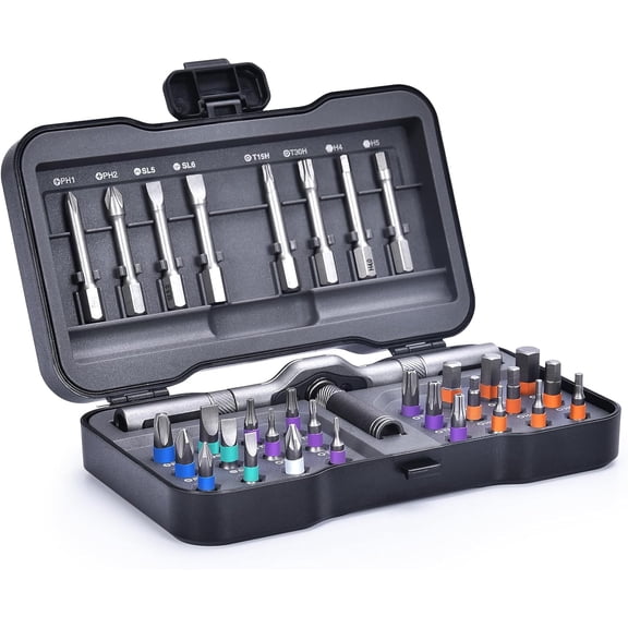 34-in-1 Magnetic Screwdriver Set with Ratcheting Handle,Magnetic Extension & 32 Precision Bits,Portable MultiTool Gadgets for Electronics,Furniture,Bicycle, DIY Repair Kit