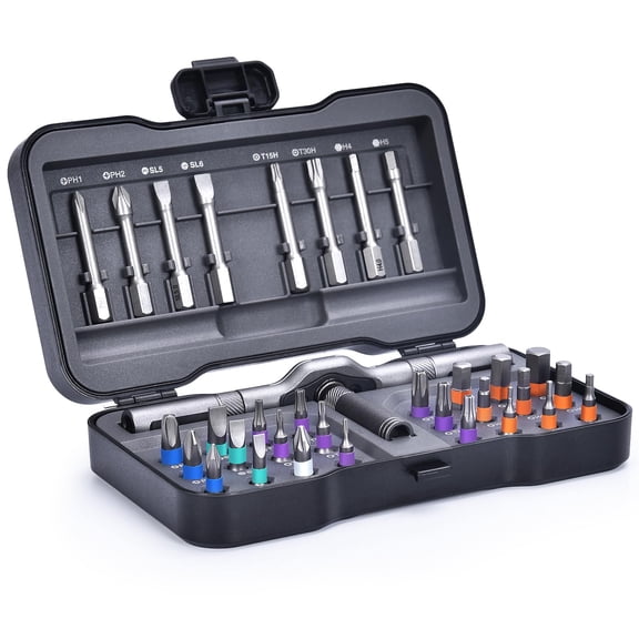34-in-1 Magnetic Set With Ratcheting Handle Extension & 32 Precision Bits Portable Multitool Gadgets For Electronics Furniture Bicycle Diy Repair Kit