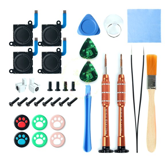 34-in-1 Repair Tools Kit, Screwdriver Set with Analogues Joysticks Tweezer Thumb Grip Caps for