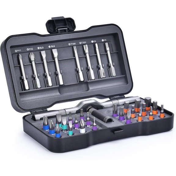 34-in-1   Set with Ratcheting Handle, Extension & 32 Precision Bits,Portable MultiTool Gadgets for Electronics,Furniture,Bicycle, DIY Repair Kit