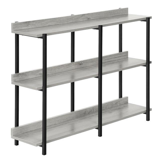 Gray Laminate and Black Metal Rectangular Console Table with Storage