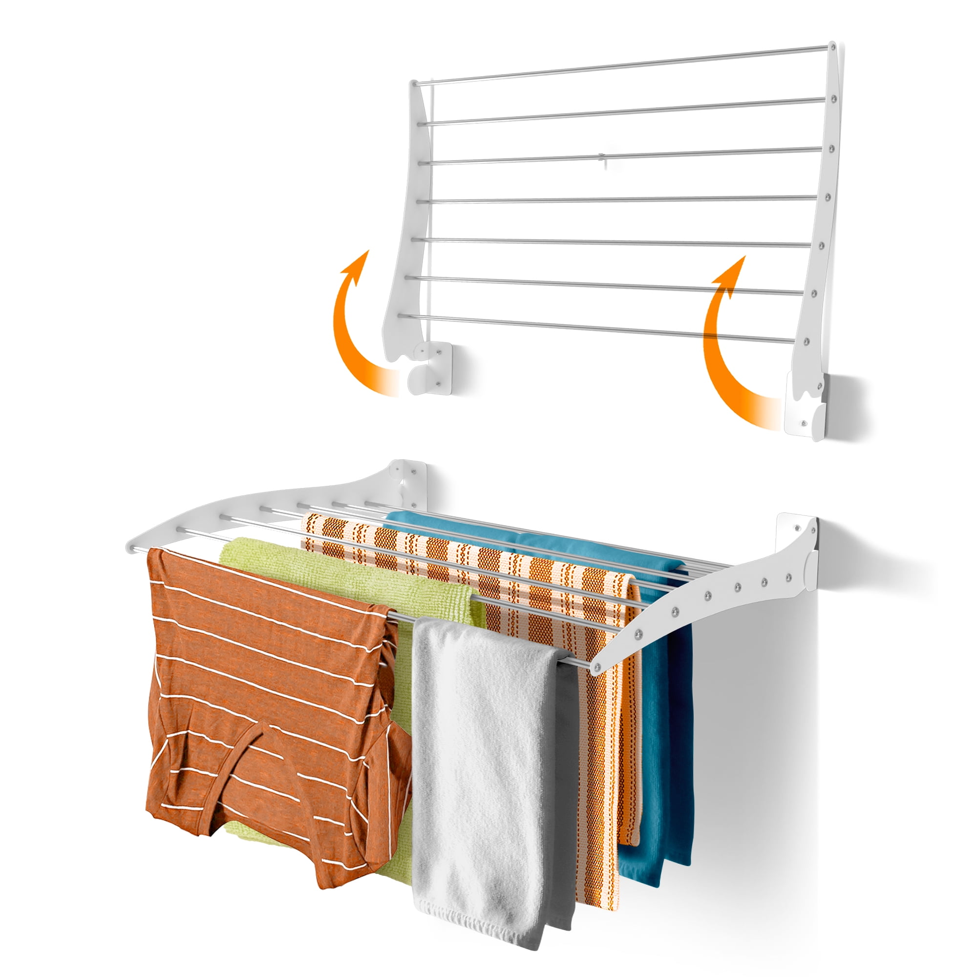 34-Inch White Foldable Wall Mount Drying Rack