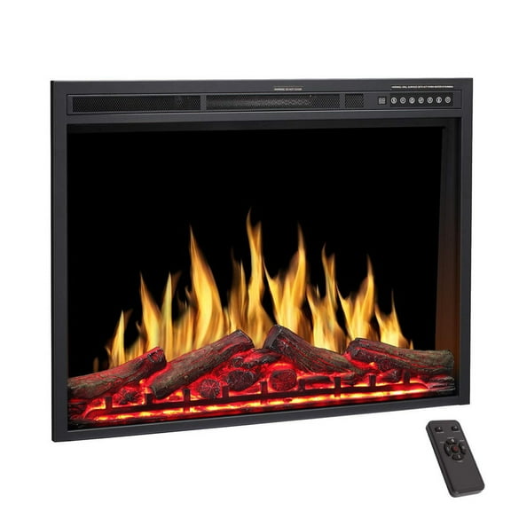 Edendirect 34 in. Ventless Electric Fireplace Insert with Remote Control,Timer,Colorful Flame,750W/1500W,Quiet,1PC