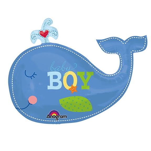34 inch Ahoy Baby Boy Whale Anagram Foil Mylar Balloon - Party Supplies Decorations