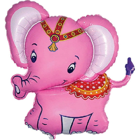 34 inch Baby Elephant - Pink Foil Mylar Balloon - Party Supplies Decorations