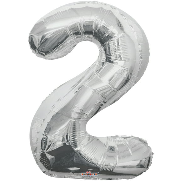 Kaleidoscope 34" Jumbo Number 2 (Two) Foil Mylar Balloon, Silver