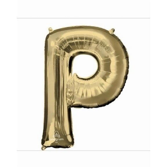 34 inch Letter P - Anagram - White Gold Foil Mylar Balloon - Party Supplies Decorations
