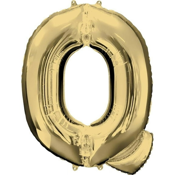 34 inch Letter Q - Anagram - White Gold Foil Mylar Balloon - Party Supplies Decorations