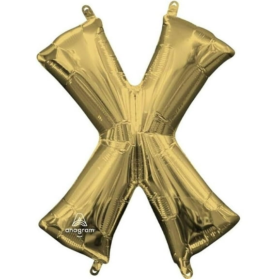 34 inch Letter X - Anagram - White Gold Foil Mylar Balloon - Party Supplies Decorations