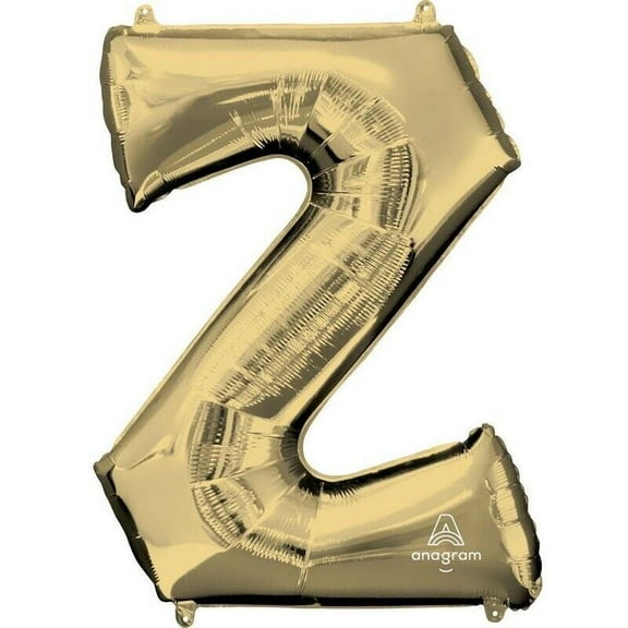 34 inch Letter Z - Anagram - White Gold Foil Mylar Balloon - Party Supplies Decorations