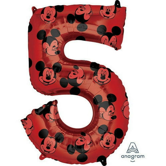 34 inch Mickey Mouse Forever Number 5 Foil Mylar Balloon - Party Supplies Decorations