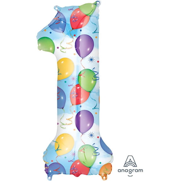 34 inch Number 1 - Anagram - Balloons & Streamers Foil Mylar Balloon - Party Supplies Decorations
