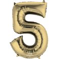 thumbnail image 1 of 34 inch Number 5 - Anagram - White Gold Foil Mylar Balloon - Party Supplies Decorations, 1 of 2