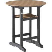 34-inch Outdoor Round Bar Table with Built-in Footrest - All-Weather Counter Height Accent Table for Patio, Garden, Backyard or Balcony.Brown