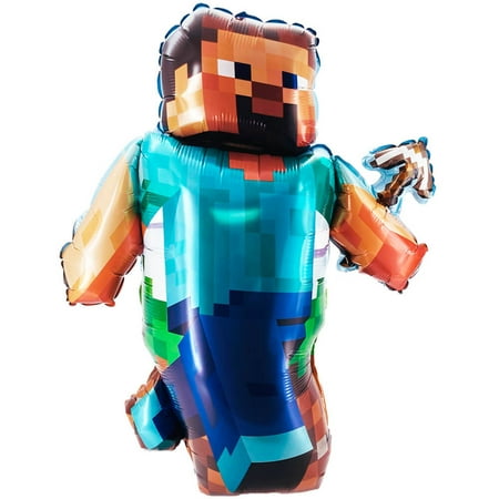 34 inch Video Game Walking Pixel Man Foil Mylar Balloon - Party Supplies Decorations