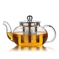 thumbnail image 1 of 34 oz 1000ml  Heat Resistant Borosilicate Glass Teapot & Stainless Steel Infuser for Loose Tea, Clear, 1 of 4