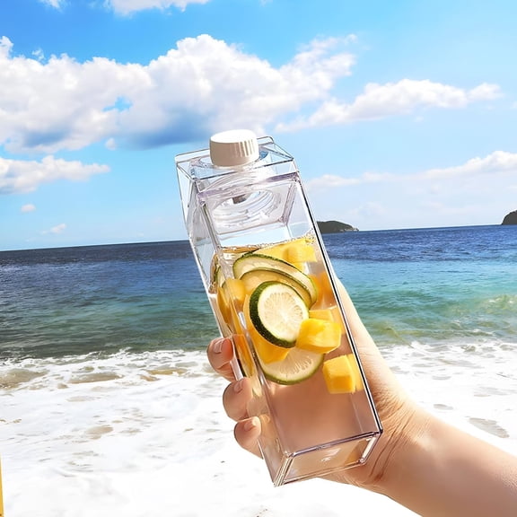 34 oz Clear Milk Carton Water Bottle, 6 Pcs Plastic Milk Bottles Portable Square Milk Box Bulk, Reusable Milk Carton Container Juice Bottle for Outdoor Sports Travel Drinking