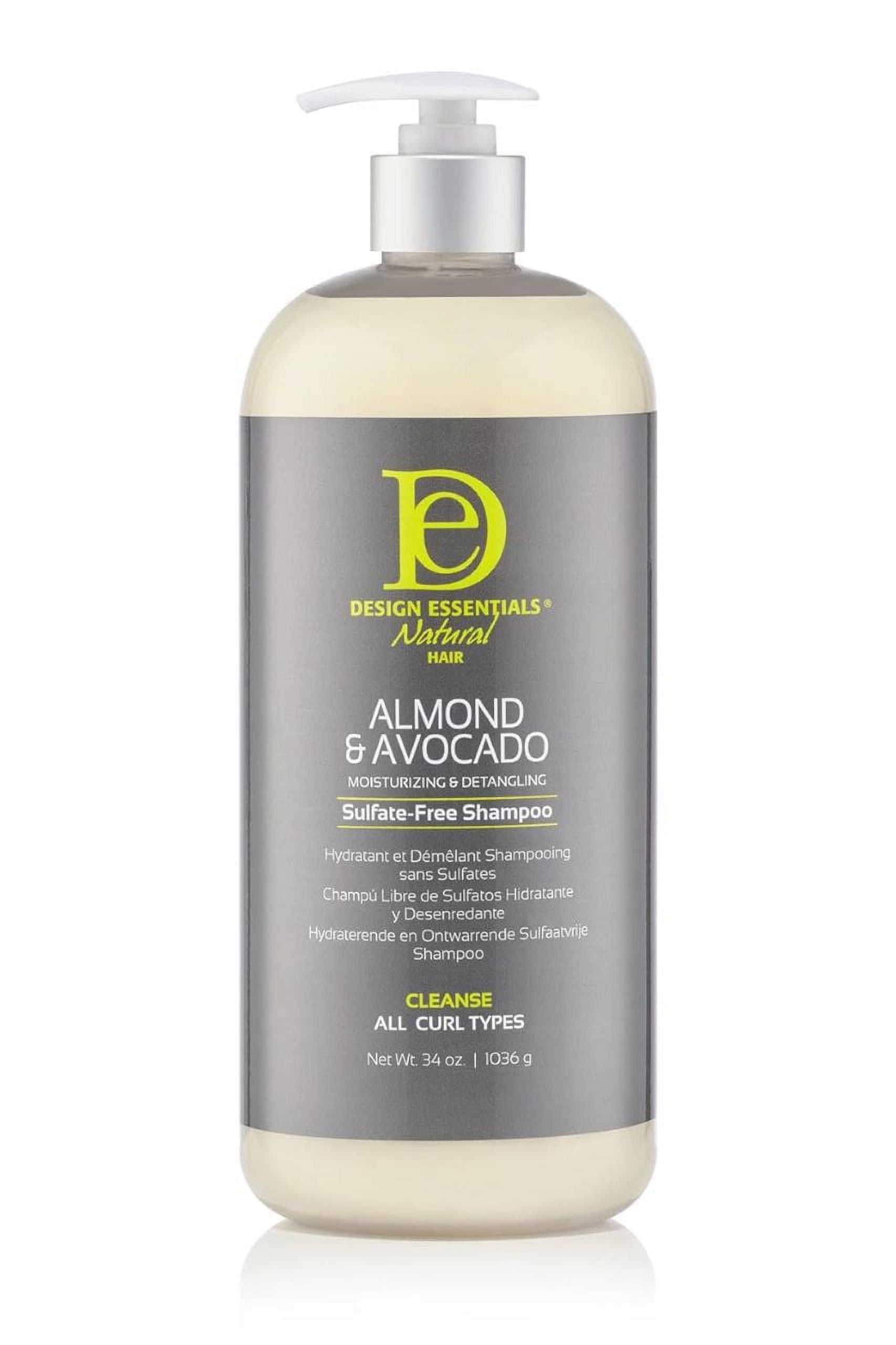 {34 oz} Design Essentials Almond & Avocado Moisturizing & Detangling Sulfate-Free Shampoo w/ SLEEKSHOP Hair Rat Tail Steel Pin Comb for Scalp