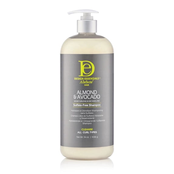 {34 oz} Design Essentials Almond & Avocado Moisturizing & Detangling Sulfate-Free Shampoo w/ SLEEKSHOP Hair Rat Tail Steel Pin Comb for Scalp