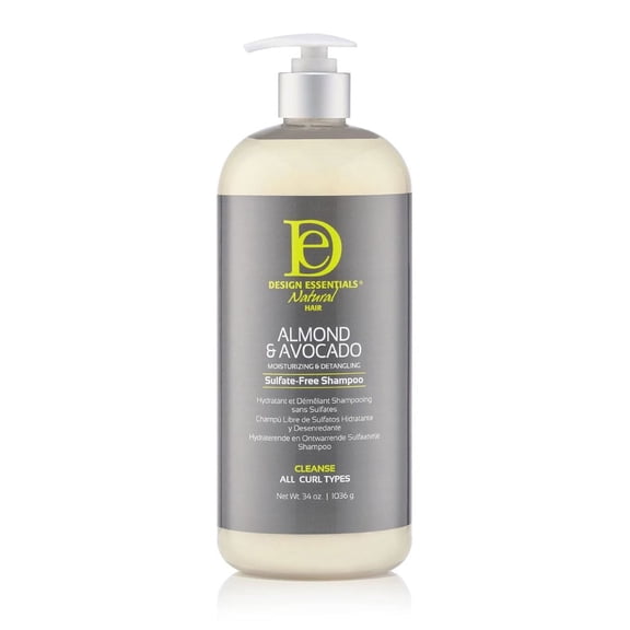 {34 oz} Design Essentials Almond & Avocado Moisturizing & Detangling Sulfate-Free Shampoo w/ SLEEKSHOP Hair Rat Tail Steel Pin Comb for Scalp