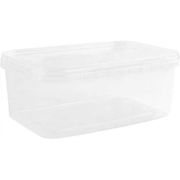 34 oz Rectangular Clear Food Storage Containers with Lids - Stackable, Tamper Proof, BPA Free, Recyclable, Space Saver, Airtight Container, Kitchen Storage, Meal Prep, Take Out, Deli Container (100)