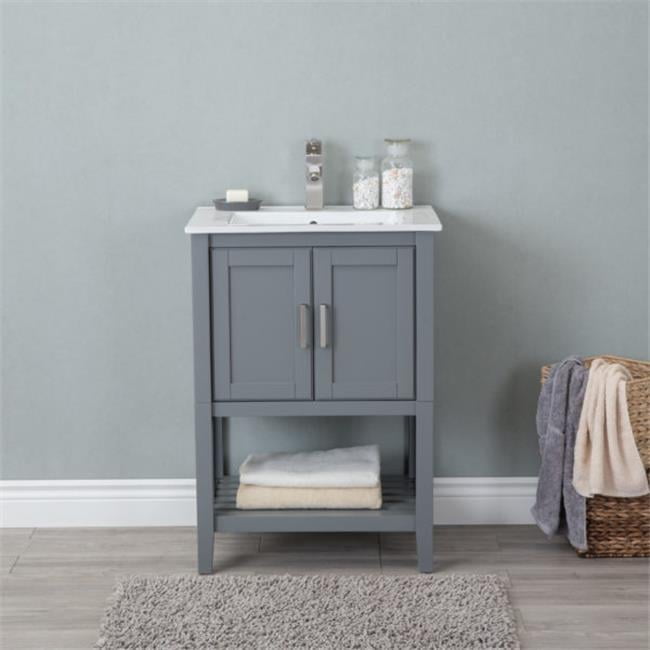 Westchester Gray 24" Freestanding Sink Vanity with Ceramic Top