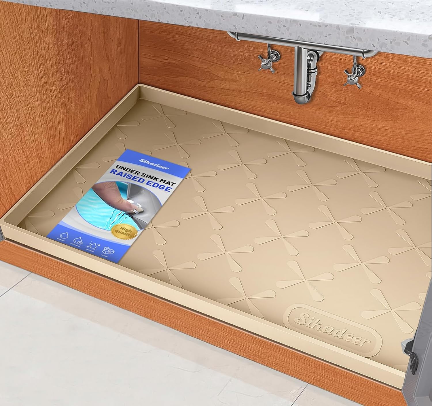 34" x 22" Under Sink Mat Waterproof, Silicone Kitchen Drawer Shelf and Cabinet Liner, Protector for Organizers Storage, Boot Tray Pet Food Mats