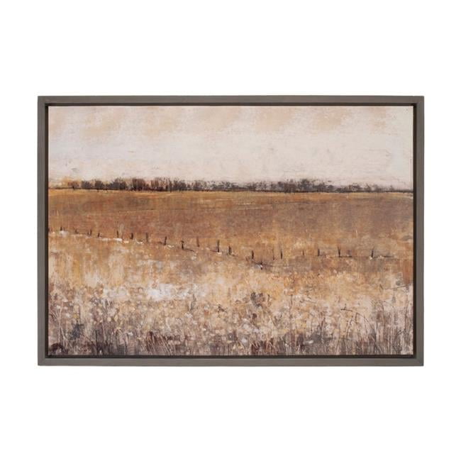 Rustic Brown and Beige Landscape Canvas Art with Fir Wood Frame