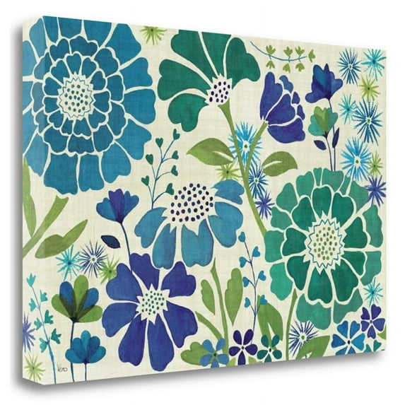 34" x 23" Blue Garden by Veronique Charron - Print on Canvas Fabric Multi-Color
