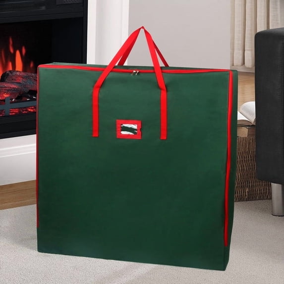 34"x 34" Pop Up Christmas Tree Storage Box Green,Square Protective Bag for Artificial Xmas Trees,Wreath & Ornament Organization