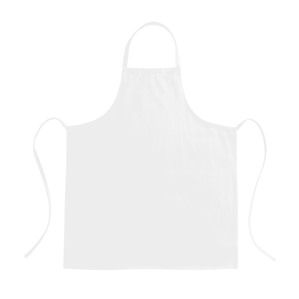 34" x 36" White Bib Apron Without Pockets, Duck Weave Cotton-Poly Blend, Unisex, Long Tie (12)