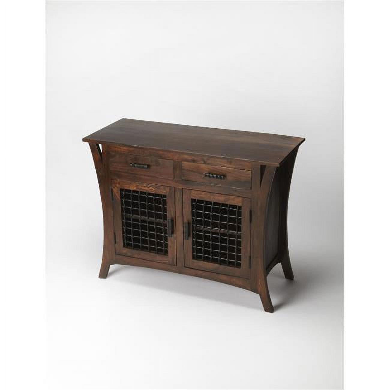 Ako Dark Brown Mango Wood Console Chest with Iron Hardware