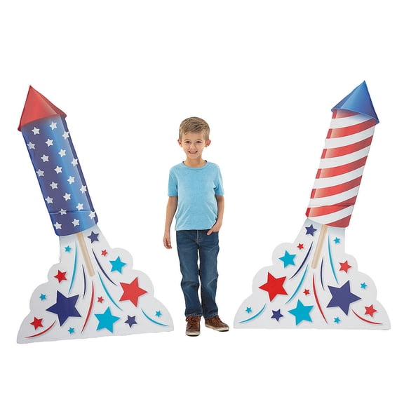 34" x 54" Patriotic Rocket Cardboard Cutout Stand-Ups