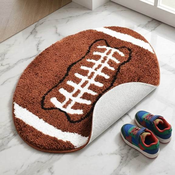 34x22 Football Field Design Play Mat with Non-Slip Backing Soft Microfiber, Machine Washable Rug for Bedroom, Living Room & Game Room