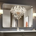 thumbnail image 1 of 34"x26" Aluminum Alloy Wall Mount Rounded Corner Rectangular Mirror,Silver, 1 of 5