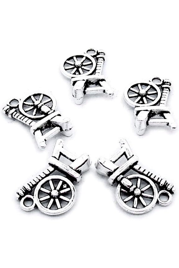 340 PCS Antique Silver Plated Jewelry Making Charms Supplies Crafting H4PY6O Spinning Wheel