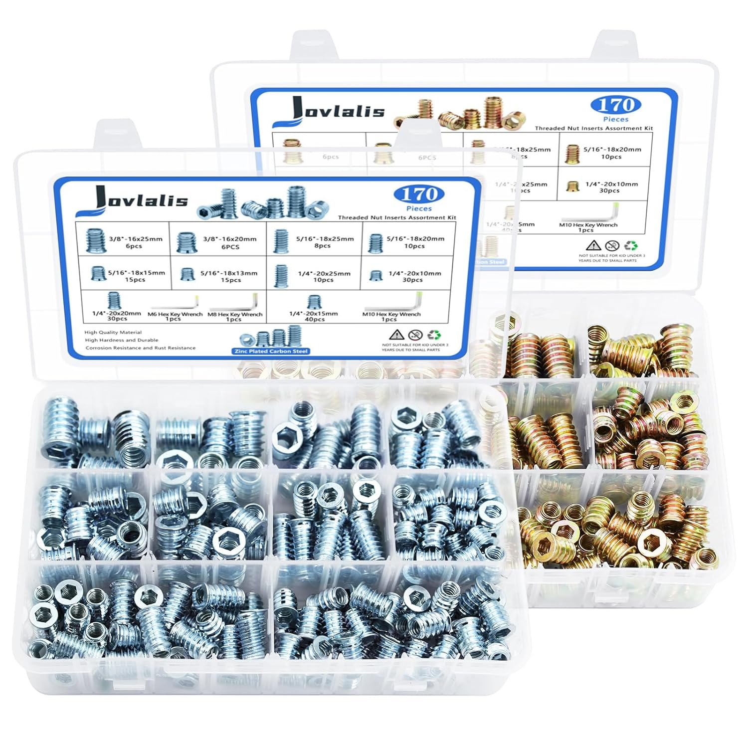 Threaded Insert Si 340 PCS Threaded Inserts Nuts, Wood Inserts Assortment Kit, Steel ...