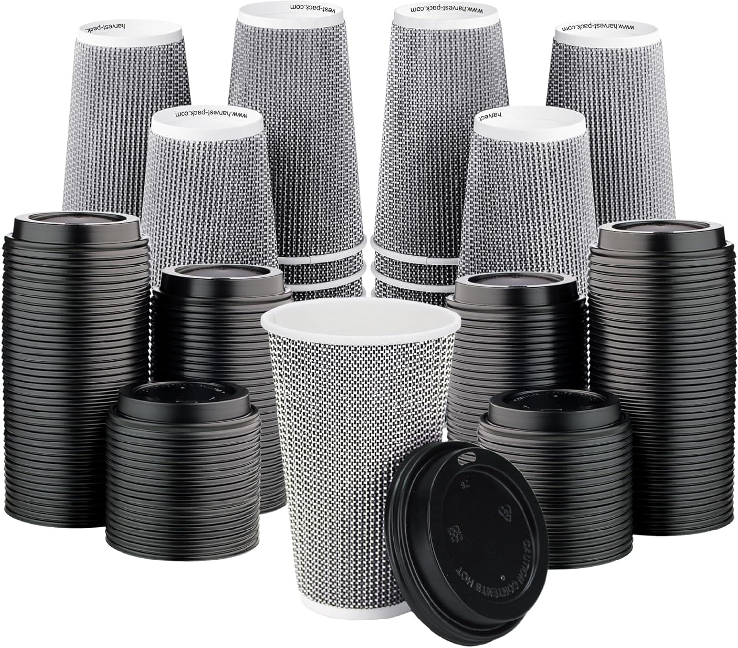[340 SET]Harvest Pack 16 oz Disposable Coffee Cups, Insulated Ripple ...