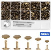 340 Sets Leather Rivets Kit, EEEkit 5 Size Double Cap Rivets with 4pcs Leather Tools