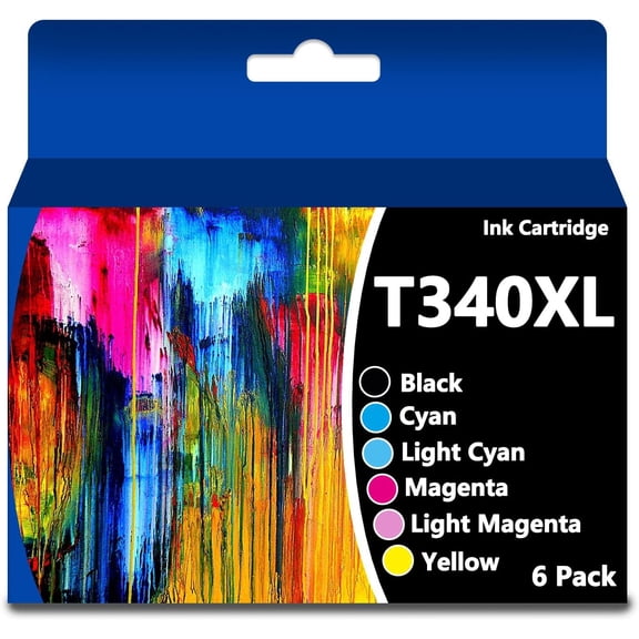 340 T340XL Ink Cartridge Claria Photo HD High Capacity (T340XL120-S T340XL220-S T340XL320-S T340XL420-S T340XL520-S T340XL620-S) Replacement for Expression Photo XP-8800(6 Packs)