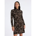 thumbnail image 1 of Time and Tru Women's Mock Neck Mini Dress with Long Sleeves, XS-XXXL, 1 of 5