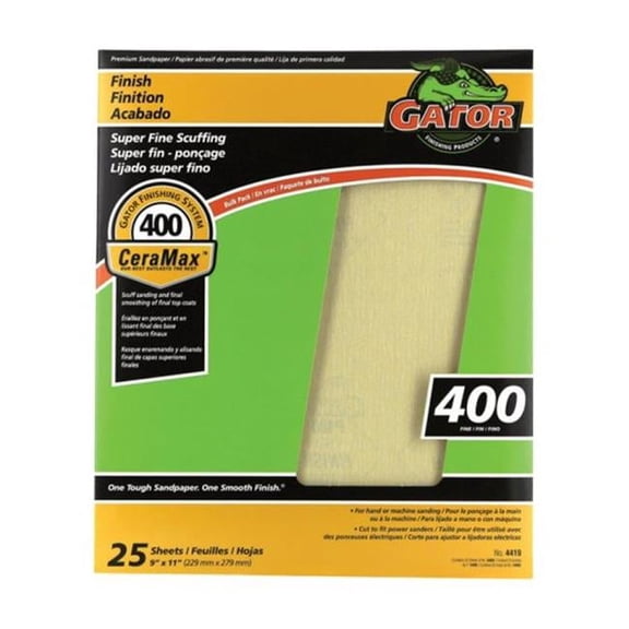 3409 400 Grit Aluminum Oxide Sandpaper - pack of 25