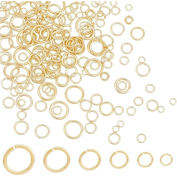 340Pcs 14K Gold Plated Brass Jump Ring Open Round Ring Unsoldered Circle Ring Connector
