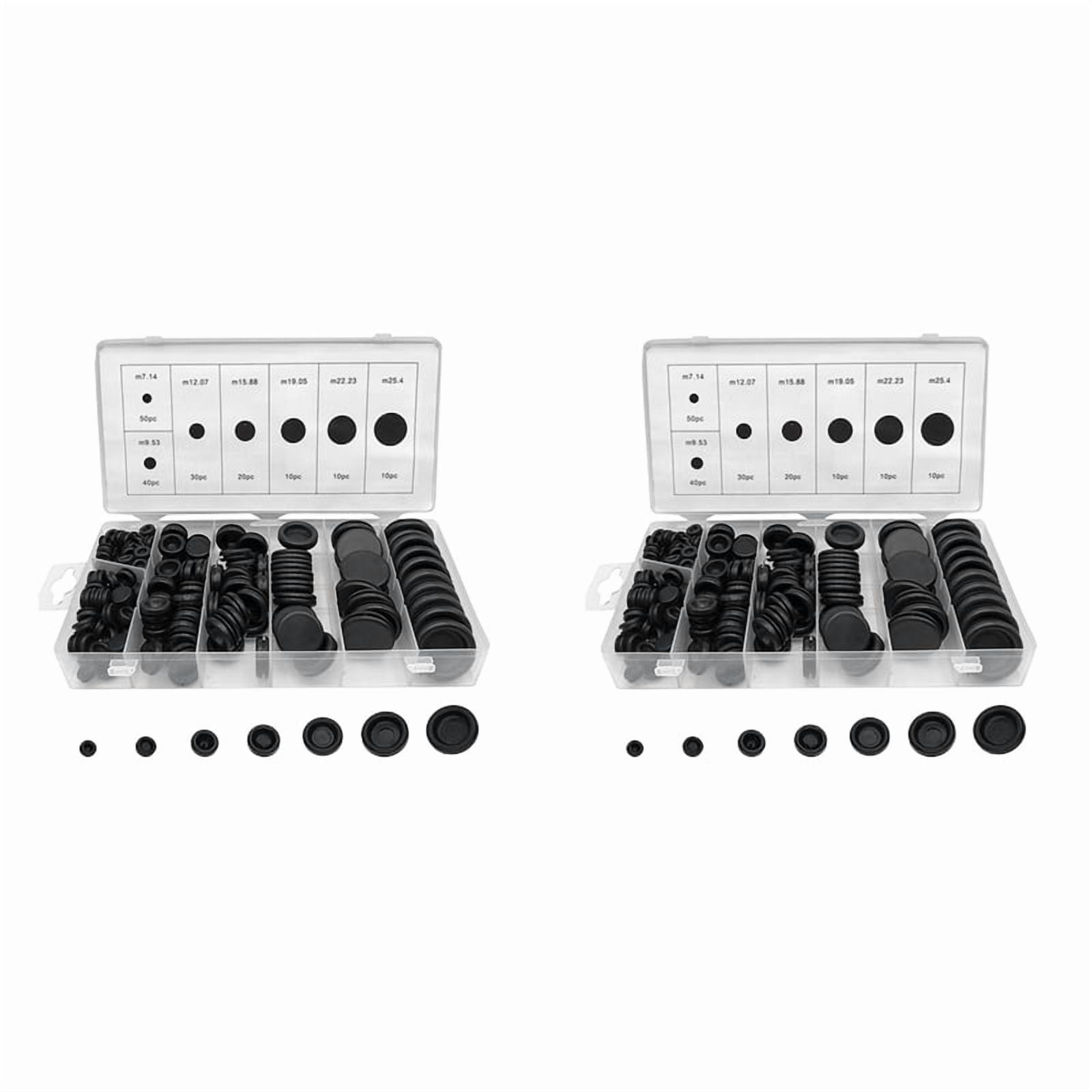 340Pcs 7 Sizes Rubber Grommet Assortment Kit, Firewall Hole Plug Set Electrical Wire Gasket Solid Hole Plugs Set