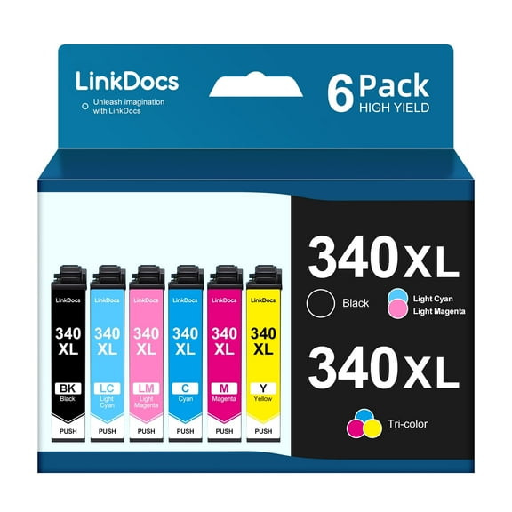 340XL Ink Cartridge Combo Pack Compatible for Epson 340XL 340 T340 Ink Cartridges for Expression Photo XP-8800 Printer Ink (6 Pack,1 Black,1 Cyan,1 Magenta,1 Yellow,1 Light Cyan,1 Light Magenta)