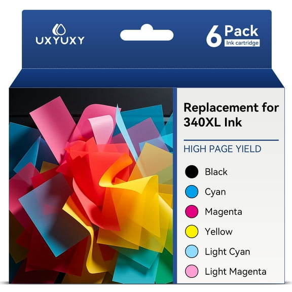 UXYUXY Ink Cartridge Replacement for Epson 340XL 340 T340 Ink Cartridges for Expression Photo XP-8800 Printer Ink (6 Pack)