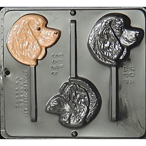 3411 Cocker Spaniel Dog Lollipop Chocolate Candy Mold