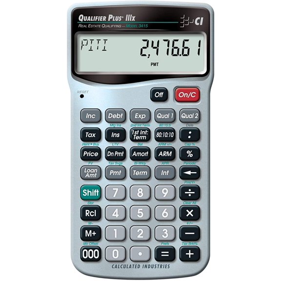 3415 Qualifier Plus IIIx Advanced Real Estate Mortgage Finance Calculator | Simple Operation Buyer Pre-Qualifying Solves Payments, Amortization, ARMs, Combos, FHA, VA, More