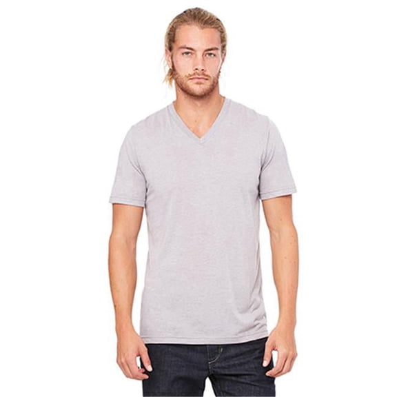 3415 Unisex Triblend Short Sleeve V-Neck Tee - Athletic Grey Triblend, Extra Small