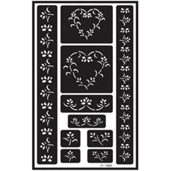 341646 Over n ft. Over Reusable Glass Etching Stencils 5 in. x 8 in. 1-Pkg-Hearts